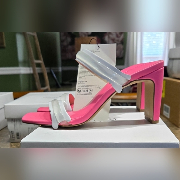 The Drop Avery Square Toe Two Strap High Heeled Sandal #775, 782 - Picture 3 of 16